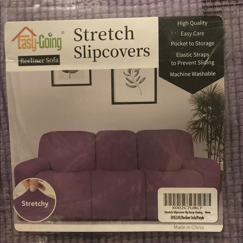 NWT Easy Going 3 Section Stretchy Recliner Sofa Cover Purple